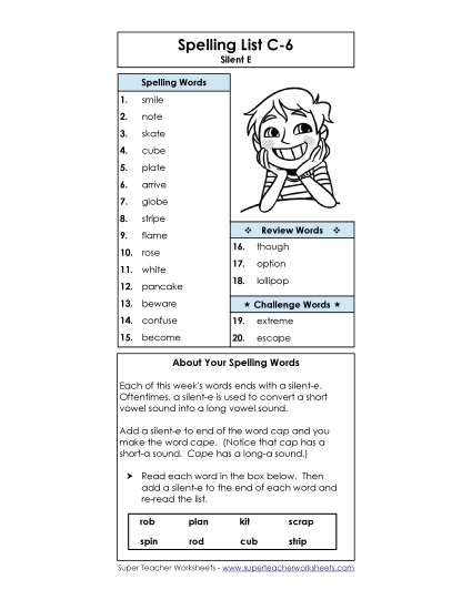 Spelling List - Spelling List C-6