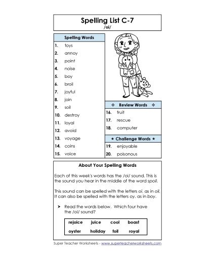 Spelling List - Spelling List C-7 Spelling List - Spelling List C-7