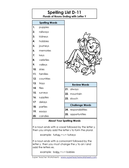 Spelling List - Spelling List D-11