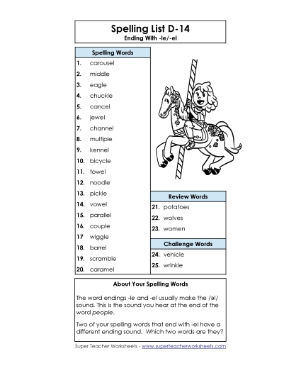 Spelling List - Spelling List D-14