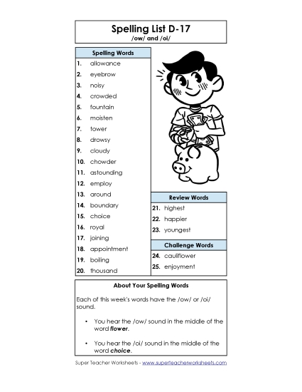 Spelling List - Spelling List D-17 Spelling List - Spelling List D-17