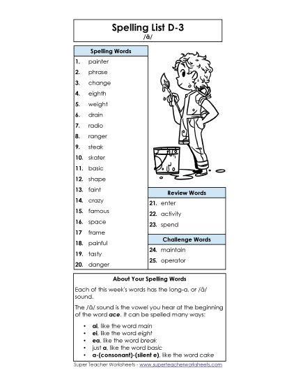Spelling List - Spelling List D-3 Spelling List - Spelling List D-3