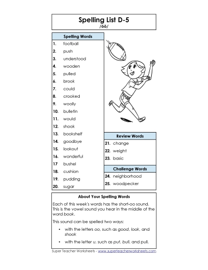 Word List - Spelling List D-5