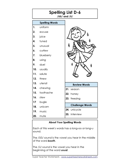 Spelling List - Spelling List D-6