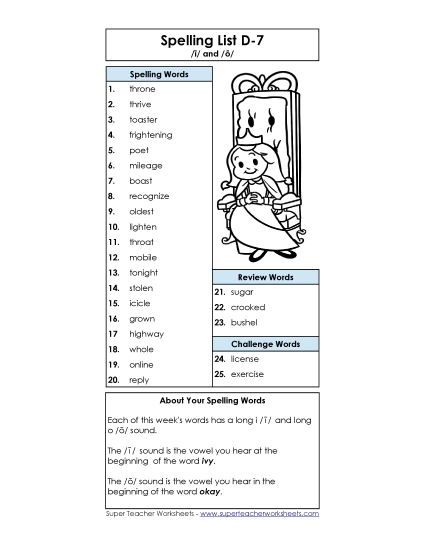 Spelling List - Spelling List D-7