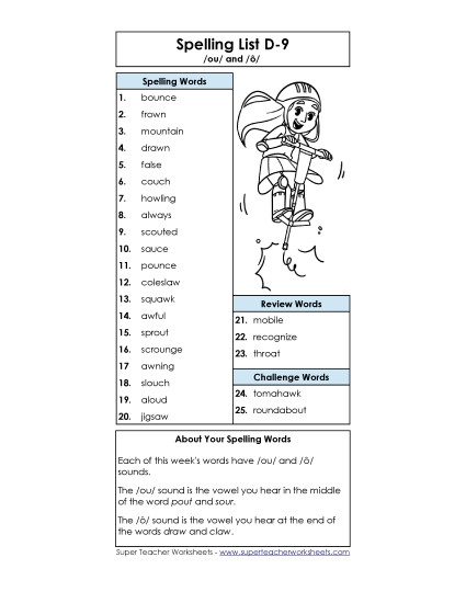 Spelling List - Spelling List (D-9)