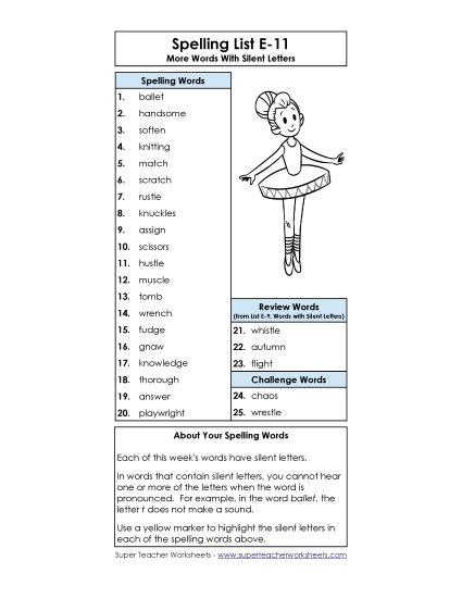 Spelling List - Spelling List (E-11)