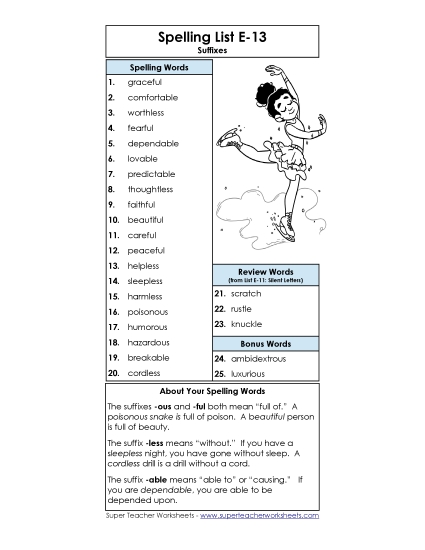 Spelling List - Spelling List (E-13)