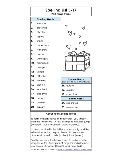 Spelling List - Spelling List (E-17)