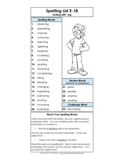 Spelling List - Spelling List (E-18) Spelling List - Spelling List (E-18)