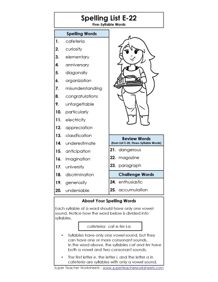 Spelling List - Spelling List (E-22) Spelling List - Spelling List (E-22)