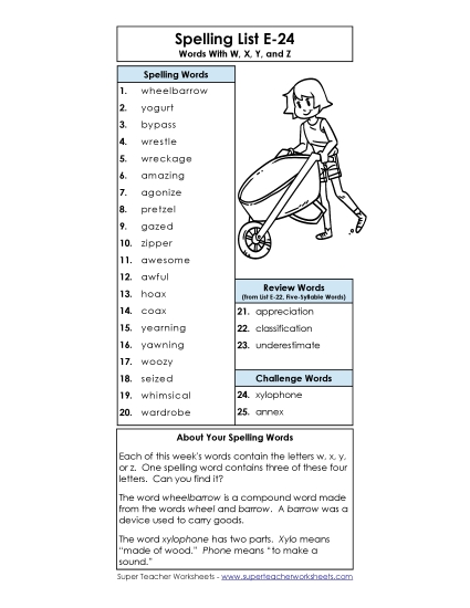 Spelling List - Spelling List (E-24)