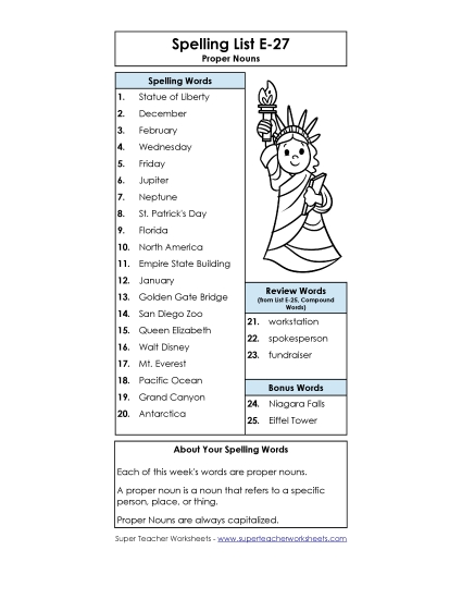 Spelling List - Spelling List (E-27)