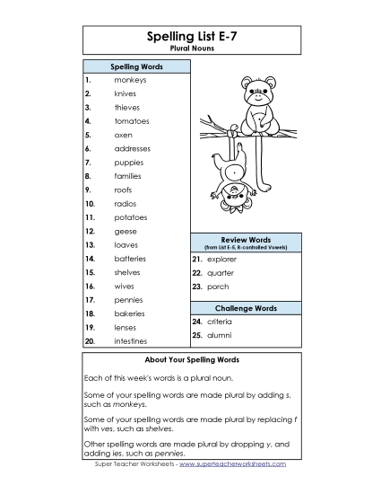 Spelling List - Spelling List (E-7)