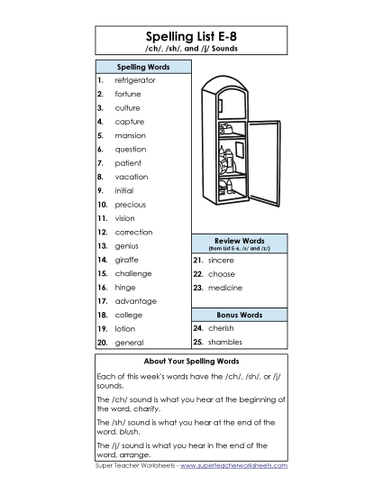 Spelling List - Spelling List (E-8)