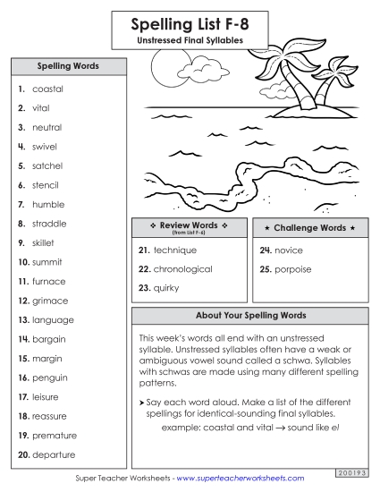 Spelling List - Spelling List (F-8)