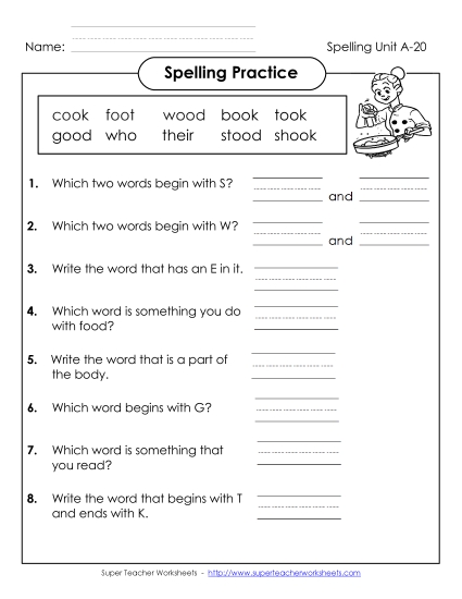 Worksheets - Spelling Practice (A-20) Worksheets - Spelling Practice (A-20)