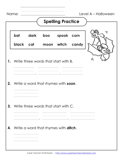 Worksheets and Activities - Spelling Practice (A-Halloween) Worksheets and Activities - Spelling Practice (A-Halloween)