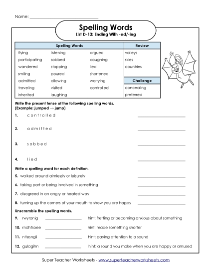Worksheets - Spelling Question Worksheet (D-13) Worksheets - Spelling Question Worksheet (D-13)