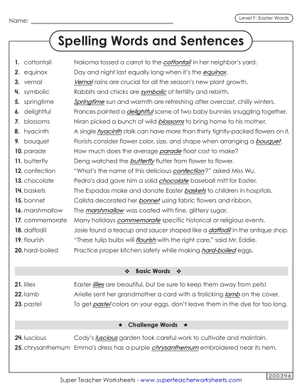 Spelling Test - Spelling Sentences (Easter) Spelling Test - Spelling Sentences (Easter)