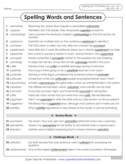 Spelling Test - Spelling Sentences (F-19) Spelling Test - Spelling Sentences (F-19)