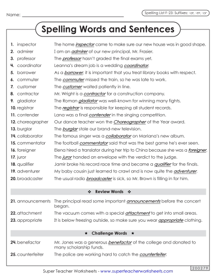 Spelling Test - Spelling Sentences (F-23) Spelling Test - Spelling Sentences (F-23)