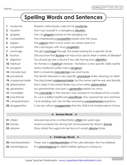 Spelling Test - Spelling Sentences (F-7) Spelling Test - Spelling Sentences (F-7)