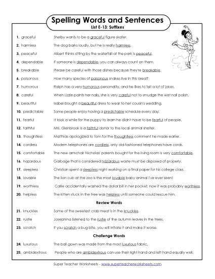 Spelling Test - Spelling Sentences for Teacher (E-13) 
