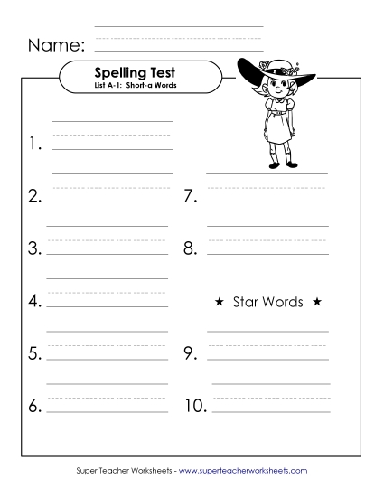 Spelling Test - Spelling Test (A-1)