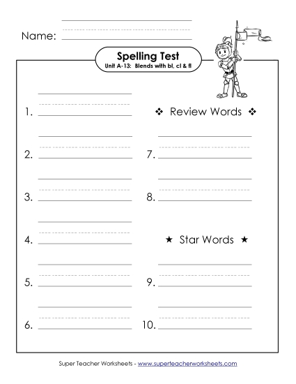 Spelling Test - Spelling Test (A-13) Spelling Test - Spelling Test (A-13)