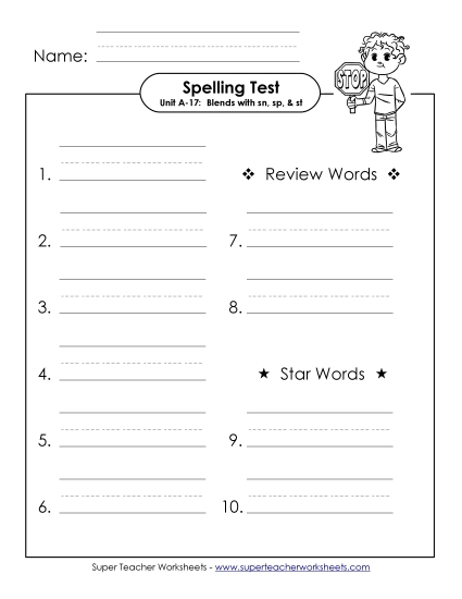 Spelling Test - Spelling Test (A-17) Spelling Test - Spelling Test (A-17)