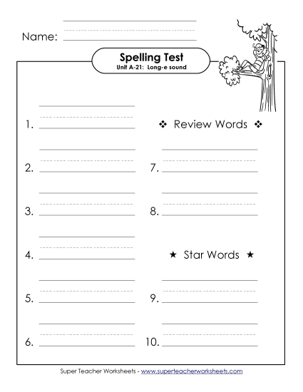 Spelling Test - Spelling Test (A-21)