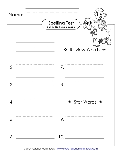 Spelling Test - Spelling Test (A-22) Spelling Test - Spelling Test (A-22)
