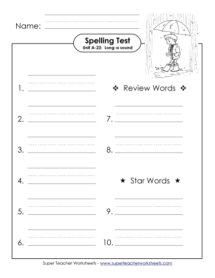 Spelling Test - Spelling Test (A-23)