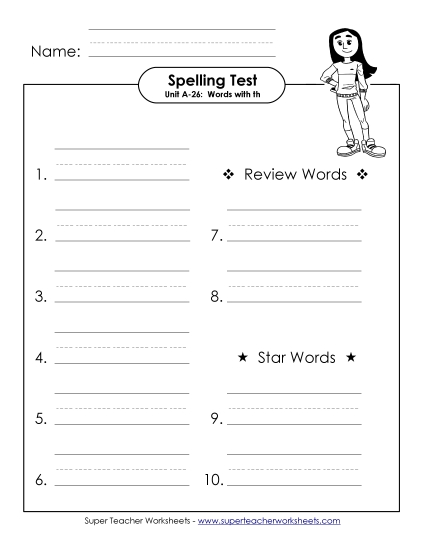 Spelling Test - Spelling Test (A-26) Spelling Test - Spelling Test (A-26)