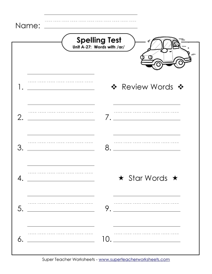 Spelling Test - Spelling Test (A-27)