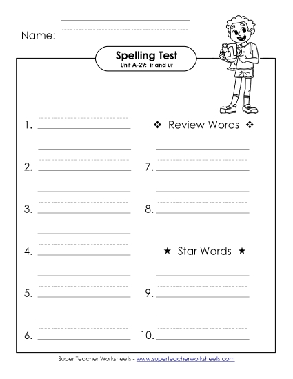 Spelling Test - Spelling Test (A-29) Spelling Test - Spelling Test (A-29)