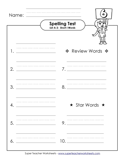 Spelling Test - Spelling Test A-3