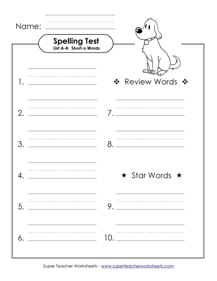 Spelling Test - Spelling Test (A-4)