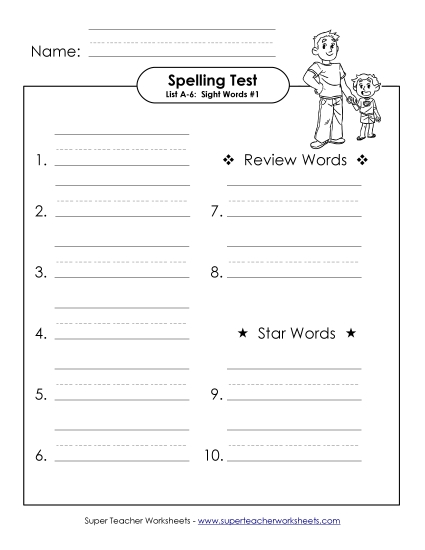 Spelling Test - Spelling Test A-6