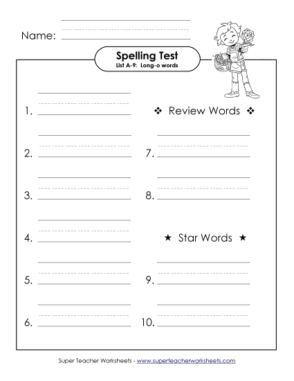 Spelling Test - Spelling Test (A-9) Spelling Test - Spelling Test (A-9)
