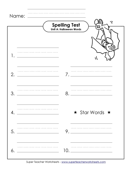 Spelling Test - Spelling Test (A-Halloween) 