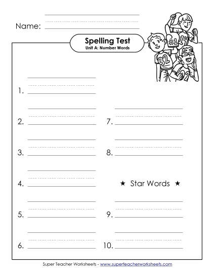 Spelling Test - Spelling Test (A-Number Words) 