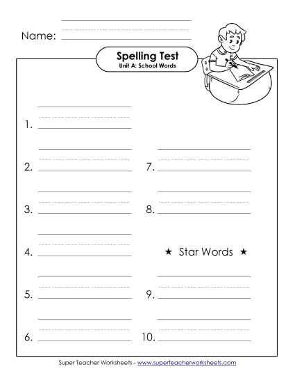 Spelling Test - Spelling Test (A-School Words) Spelling Test - Spelling Test (A-School Words)
