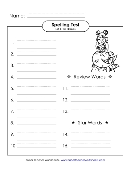 Spelling Test - Spelling Test (B-10) Spelling Test - Spelling Test (B-10)
