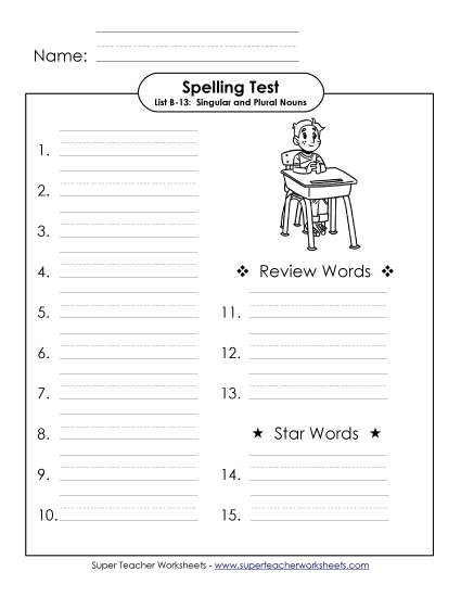 Spelling Test - Spelling Test (B-13)