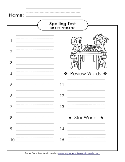 Spelling Test - Spelling Test (B-14)