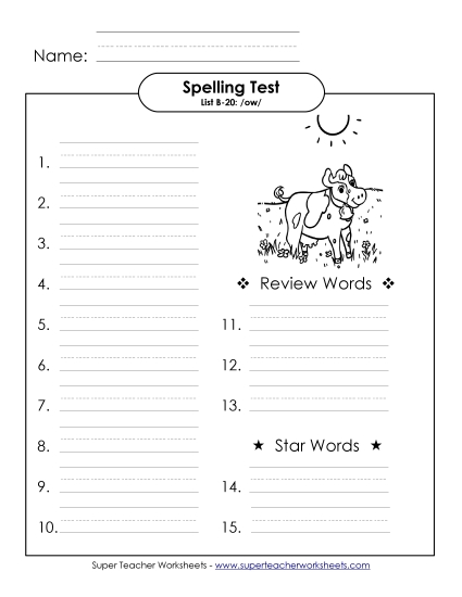 Spelling Test - Spelling Test (B-20)