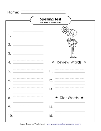 Spelling Test - Spelling Test (B-21) Spelling Test - Spelling Test (B-21)