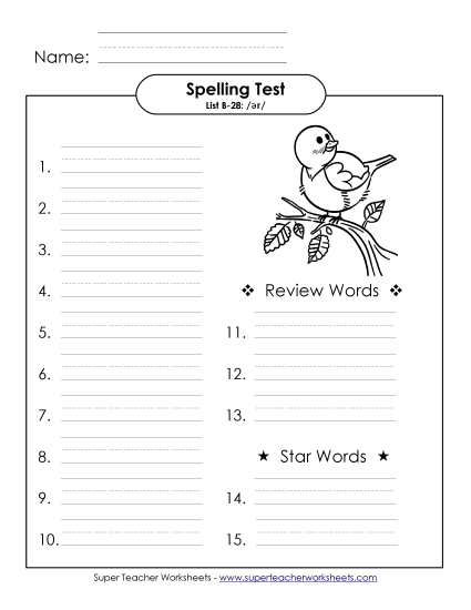 Spelling Test - Spelling Test (B-28)
